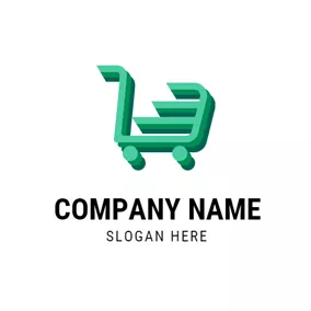 手推車 Logo Green Shopping Trolley logo design