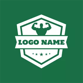 Boxen Logo Green Wrestling Badge logo design