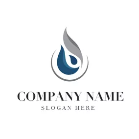 Industrial Logo Grey and Blue Oil Drop logo design