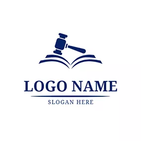 法庭 Logo Hammer Law Book and Lawyer logo design