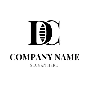 Dc Logo Harp Shaped D and Letter C logo design