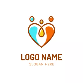 Logótipo Família Heart and Abstract Family logo design