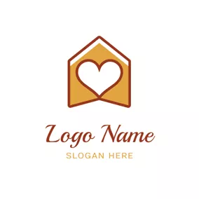 Love Logo Heart and Simple House logo design