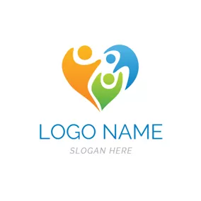 People Logo Heart Shape and Abstract Family logo design