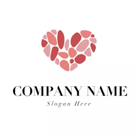 Love Logo Heart Shape and Pink Stone logo design