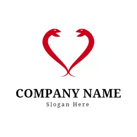 Social Distancing Logo Heart Shape and Red Snake logo design