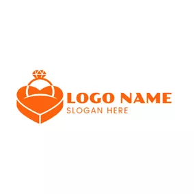 Verlobung Logo Heart Shape Box and Ring logo design