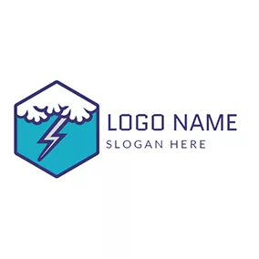暴風雨 Logo Hexagon and Lightning logo design