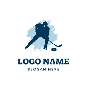 Equipment Logo Hockey Athlete and Hockey Stick logo design