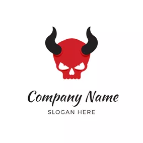 Logotipo Peligroso Horn and Human Skeleton logo design