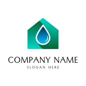 洗衣机 Logo House and Water Drop logo design