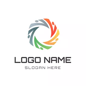 社區 Logo Human Color Circle Community Spiral logo design