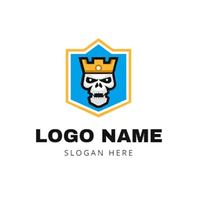 King Logo Human Skeleton and Esports Badge logo design