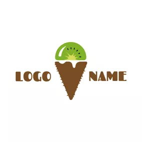 Logótipo De Gelado Ice Cream and Kiwi Slice logo design