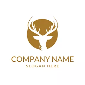 Horn Logo Khaki and White Deer Head Icon logo design