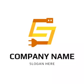 Electrician Logo Letter S and Plug Wire logo design