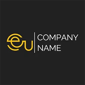 European Logo Line Link Abstract Letter E U logo design