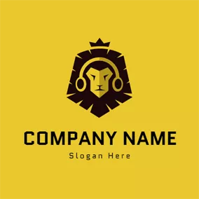 耳機 Logo Lion Head and Headphone logo design