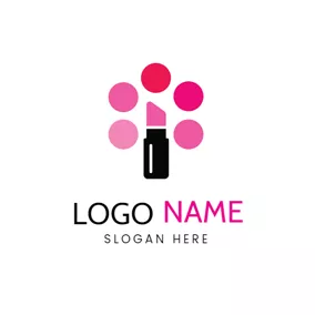 Collection Logo Lipstick and Gradient Red Dots logo design