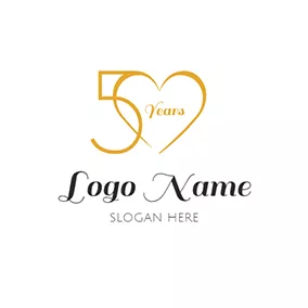 爱Logo Love Heart and 5th Anniversary logo design