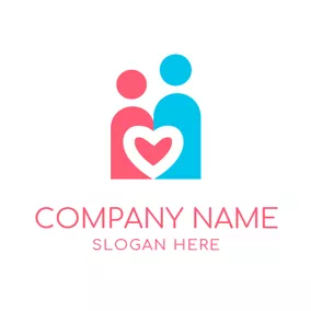 Logótipo De Colaboração Lovely Couple and Pink Heart logo design