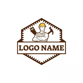 Carpentry Logo Lumbering Tool and Woodworking Worker logo design