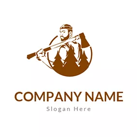Industrial Logo Lumberjack With Axe and Tree logo design