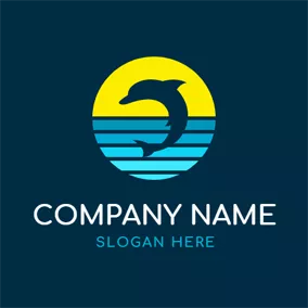 Sea Logo Mazarine Dolphin and Seaside Resort logo design