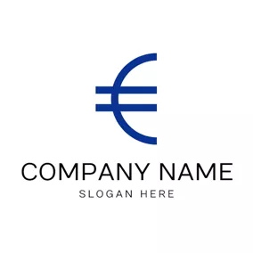 极简主义Logo Minimalist Blue Euro Sign logo design