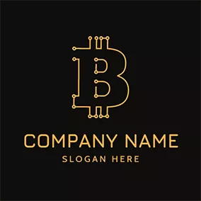 Logotipo De Banco Minimalist Chain and Bitcoin logo design