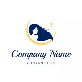 Logotipo Elegante Mode and Blue Long Hair logo design