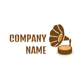 木材 Logo Music Player and Wood logo design