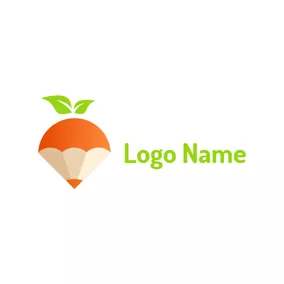 鋼筆Logo Orange and Beige Pencil Icon logo design