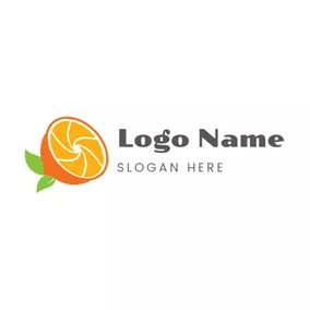 照相機Logo Orange and Camera Lens Icon logo design