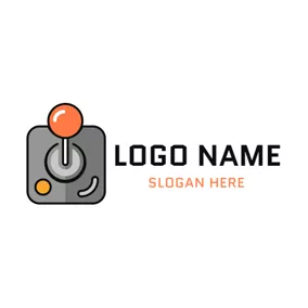 Controller Logo Orange and Gray Joystick logo design