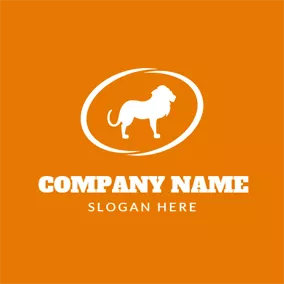Logótipo Laranja Orange and White Standing Lion logo design