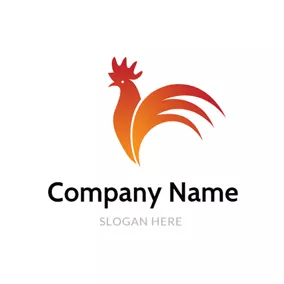 Logótipo Frango Orange and Yellow Rooster logo design