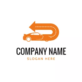 Logotipo De Dirección Orange Arrow and Motor Vehicle logo design