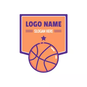 Logótipo De Anúncio Orange Basketball Badge logo design
