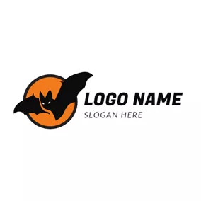 Logotipo De Batman Orange Circle and Bat logo design