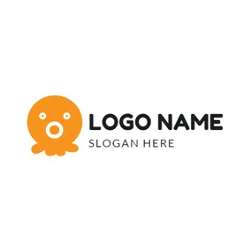 Logótipo De Polvo Orange Circle and Octopus Toy logo design