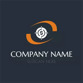 美元Logo Orange Crescent and Black Dollar Sign logo design