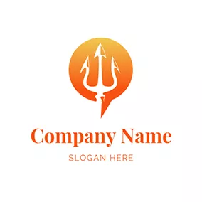 三叉戟logo Orange Dialogue Box and Trident logo design