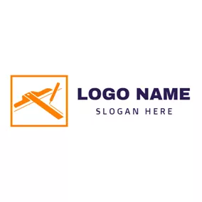 鉛筆logo Orange Ruler and Pencil logo design