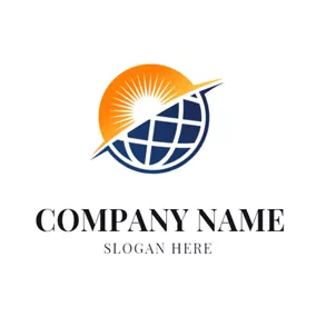 太陽能 Logo Orange Sun and Blue Globe logo design