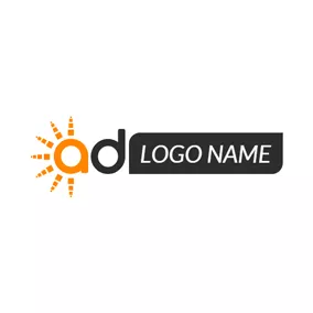 Ad Logo Orange Sun and Unique Letter logo design