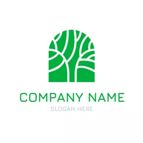 有機食品 Logo Organic Green Tree Icon logo design