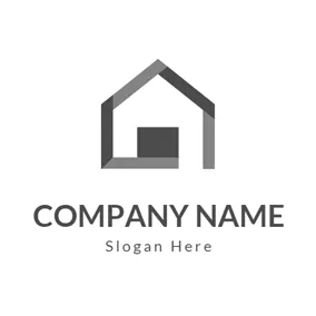 Architectural Logo Outlined Gray Warehouse logo design