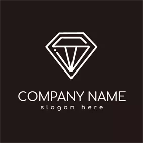 黑白Logo Outlined White Diamond logo design