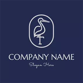 轮廓 Logo Oval Frame Stork Outline logo design